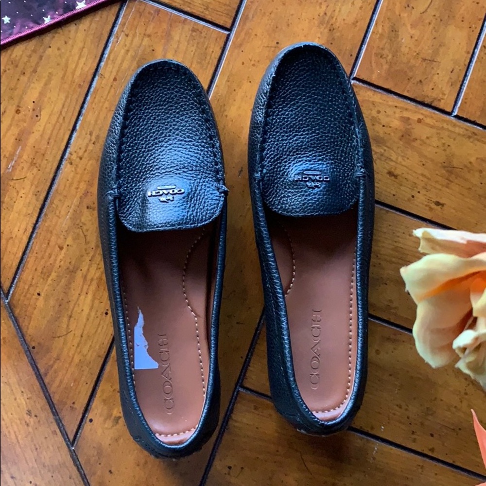 New Coach leather pebble black loafer shoes